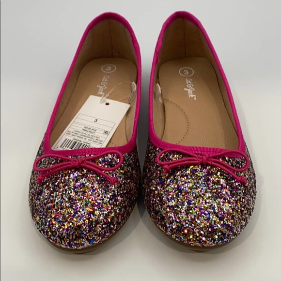 CAT & JACK LESLEY GLITTER BALLET FLATS SIZE 3 - Picture 2 of 10